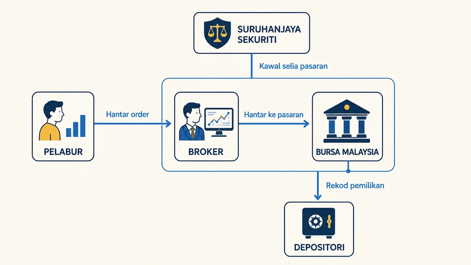 Ilustrasi ekosistem Bursa Malaysia dalam EzySaham